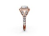 Rose gold Double Halo Princess Cut Diamond Split Shank Ring with Four Prong Setting_34