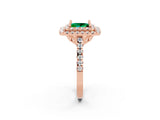 Rose gold Double Halo Princess Cut Emerald Pavé Band with Four-Prong Setting_2
