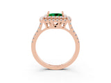 Rose gold Double Halo Princess Cut Emerald Pavé Band with Four-Prong Setting_3