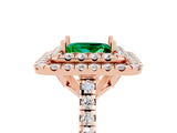 Rose gold Double Halo Princess Cut Emerald Pavé Band with Four-Prong Setting_5