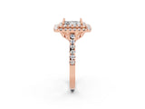 Rose gold Double Halo Princess Cut Moissanite Pavé Band with Four-Prong Setting_2