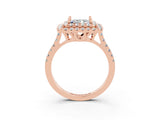 Rose gold Double Halo Princess Cut Moissanite Pavé Band with Four-Prong Setting_3