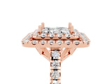 Rose gold Double Halo Princess Cut Moissanite Pavé Band with Four-Prong Setting_5