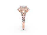 Rose gold Double Halo Princess Cut Pave Split Shank Prong Set Ring_17