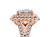 Rose gold Double Halo Princess Cut Pave Split Shank Prong Set Ring_20