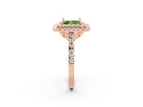 Rose gold Double Halo Princess Cut Peridot Pavé Band with Four-Prong Setting_2