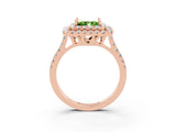 Rose gold Double Halo Princess Cut Peridot Pavé Band with Four-Prong Setting_3