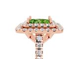 Rose gold Double Halo Princess Cut Peridot Pavé Band with Four-Prong Setting_5