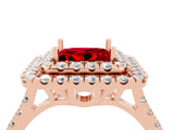 Rose gold Double Halo Princess Cut Ruby Pavé Band with Four-Prong Setting_4