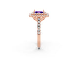 Rose gold Double Halo Princess Cut Tanzanite Pavé Band with Four-Prong Setting_2