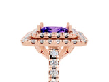 Rose gold Double Halo Princess Cut Tanzanite Pavé Band with Four-Prong Setting_5