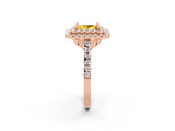 Rose gold Double Halo Princess Cut Yellow Sapphire Pavé Band with Four-Prong Setting_26