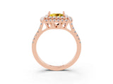 Rose gold Double Halo Princess Cut Yellow Sapphire Pavé Band with Four-Prong Setting_27