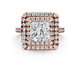 Rose gold Double Halo Princess Diamond Pave Band with Four-Prong Setting_63