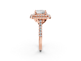Rose gold Double Halo Princess Diamond Pave Band with Four-Prong Setting_65