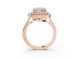 Rose gold Double Halo Princess Diamond Pave Band with Four-Prong Setting_66