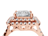 Rose gold Double Halo Princess Diamond Pave Band with Four-Prong Setting_67
