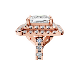 Rose gold Double Halo Princess Diamond Pave Band with Four-Prong Setting_68