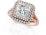 Rose gold Double Halo Princess-Shaped Split Shank Diamond Ring with Prong Setting_20