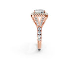 Rose gold Double Halo Princess-Shaped Split Shank Diamond Ring with Prong Setting_21