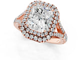 Rose gold Double Halo Radiant Cut Diamond Split Shank Engagement Ring with Four-Prong Setting_4