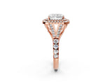 Rose gold Double Halo Radiant Cut Diamond Split Shank Engagement Ring with Four-Prong Setting_5