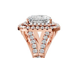 Rose gold Double Halo Radiant Cut Diamond Split Shank Engagement Ring with Four-Prong Setting_8