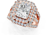 Rose gold Double Halo Radiant Cut Diamond Split Shank Pave Set Ring_4