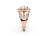 Rose gold Double Halo Radiant Cut Diamond Split Shank Pave Set Ring_5