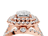 Rose gold Double Halo Radiant Cut Diamond Split Shank Pave Set Ring_7