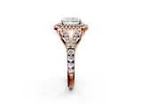 Rose gold Double Halo Radiant Cut Diamond Split Shank Ring with Four Prong Setting_34