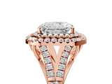 Rose gold Double Halo Radiant Cut Diamond Split Shank Ring with Four Prong Setting_37