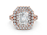 Rose gold Double Halo Radiant Cut Pave Split Shank Prong Set Ring_15