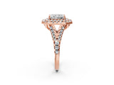 Rose gold Double Halo Radiant Cut Pave Split Shank Prong Set Ring_17