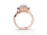 Rose gold Double Halo Radiant Cut Pave Split Shank Prong Set Ring_18