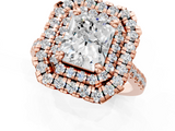 Rose gold Double Halo Radiant Diamond Pave Band with Four-Prong Setting_59