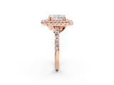 Rose gold Double Halo Radiant Diamond Pave Band with Four-Prong Setting_60