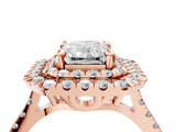 Rose gold Double Halo Radiant Diamond Pave Band with Four-Prong Setting_62