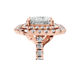 Rose gold Double Halo Radiant Diamond Pave Band with Four-Prong Setting_63