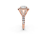 Rose gold Double Halo Radiant-Shaped Split Shank Diamond Ring with Prong Setting_21