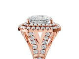 Rose gold Double Halo Radiant-Shaped Split Shank Diamond Ring with Prong Setting_24