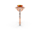 Rose gold Double Halo Round Cut Citrine Pavé Band with Four-Prong Setting_2