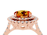 Rose gold Double Halo Round Cut Citrine Pavé Band with Four-Prong Setting_4