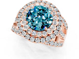 Rose gold Double Halo Round Cut Diamond Split Shank Pave Set Ring_1