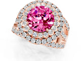 Rose gold Double Halo Round Cut Diamond Split Shank Pave Set Ring_1
