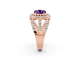 Rose gold Double Halo Round Cut Diamond Split Shank Pave Set Ring_2
