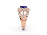 Rose gold Double Halo Round Cut Diamond Split Shank Pave Set Ring_2