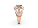 Rose gold Double Halo Round Cut Diamond Split Shank Pave Set Ring_2