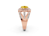 Rose gold Double Halo Round Cut Diamond Split Shank Pave Set Ring_2