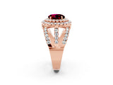Rose gold Double Halo Round Cut Diamond Split Shank Pave Set Ring_2